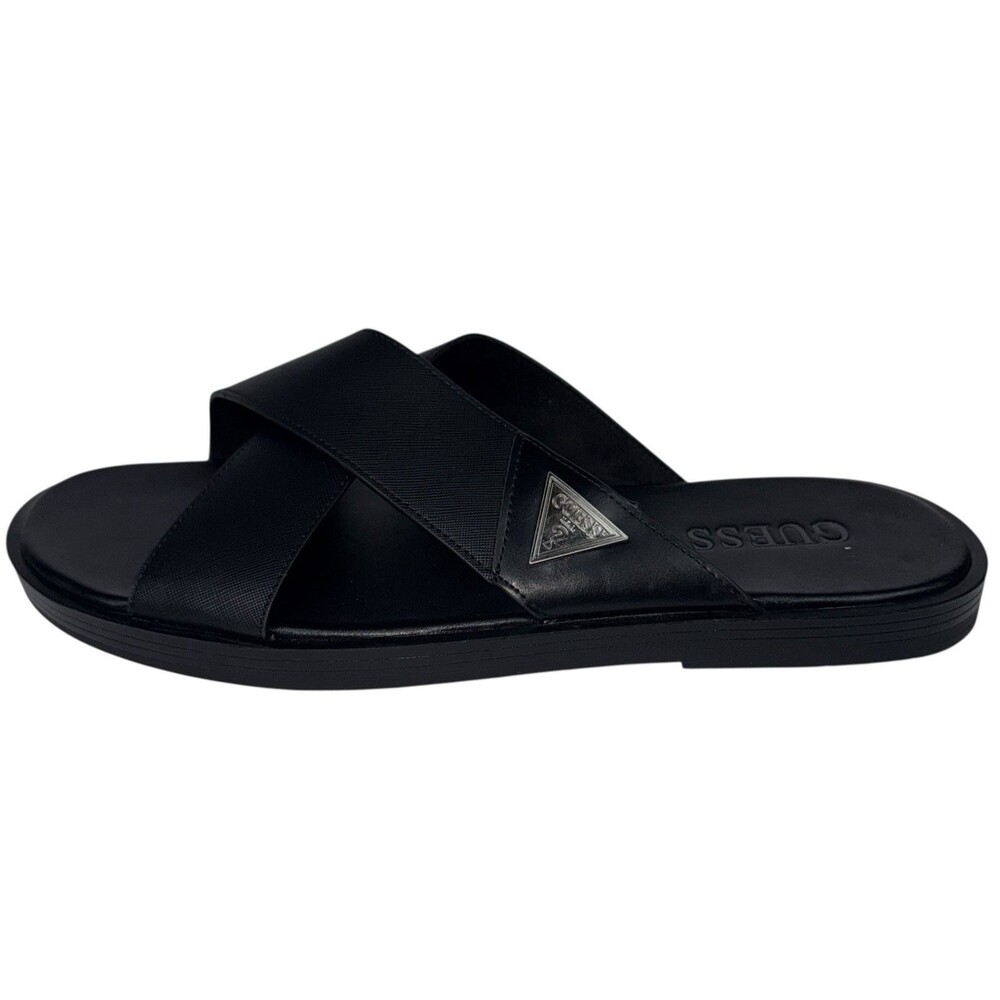 Guess Mens Size 7 Sandals Slides Slip On Black Shoes Summer Pool House Shoes New